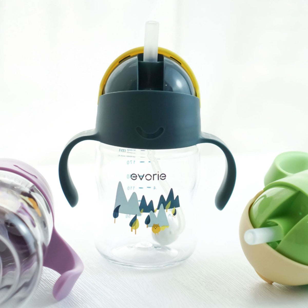 Evorie Tritan Gravity Straw Sippy Cup Water Bottle (200ml) (12 Colours) - Pupsik Singapore