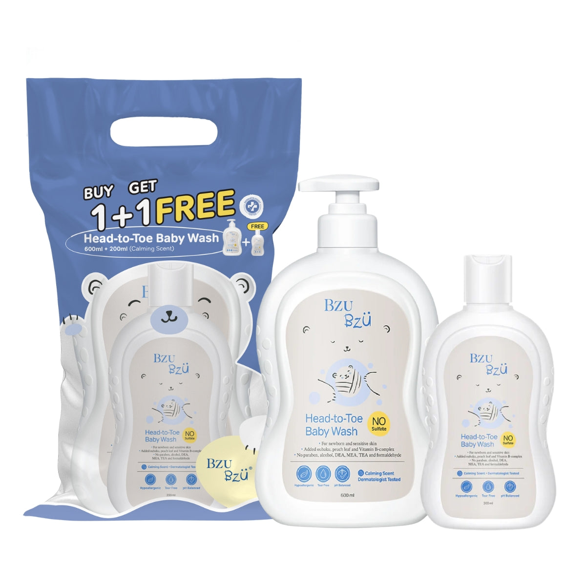 [Bundle] BZU BZU Head to Toe Baby Wash, 600ml + 200ml (Exp 10/27)