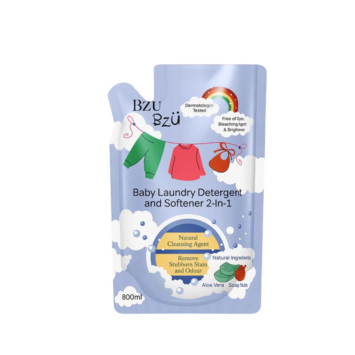 BZU BZU Baby Laundry Detergent & Softener 2-in-1, 800ml Refill (Exp 05/28)