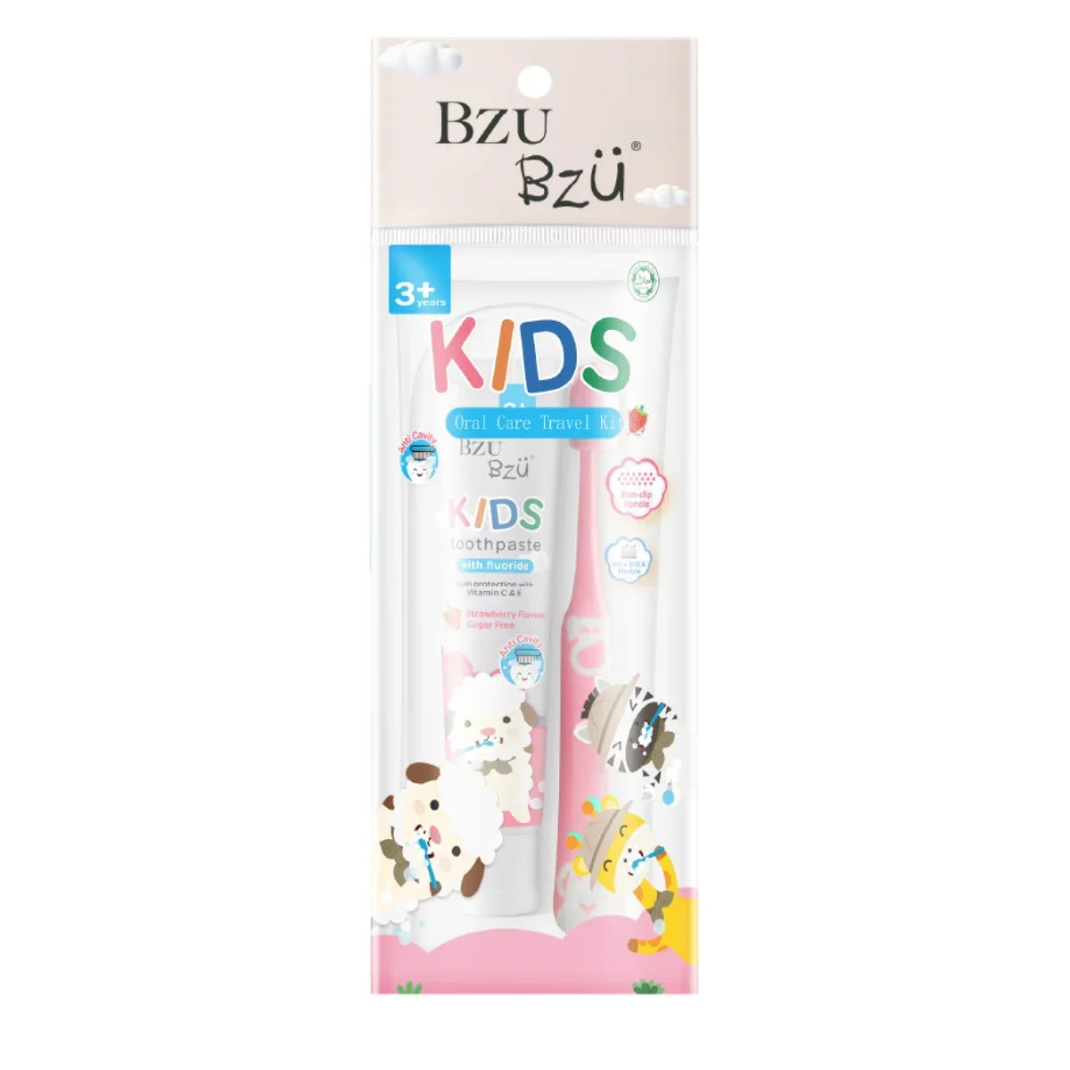 BZU BZU Kids Oral Care Travel Kit - Strawberry Toothpaste + Pink ...