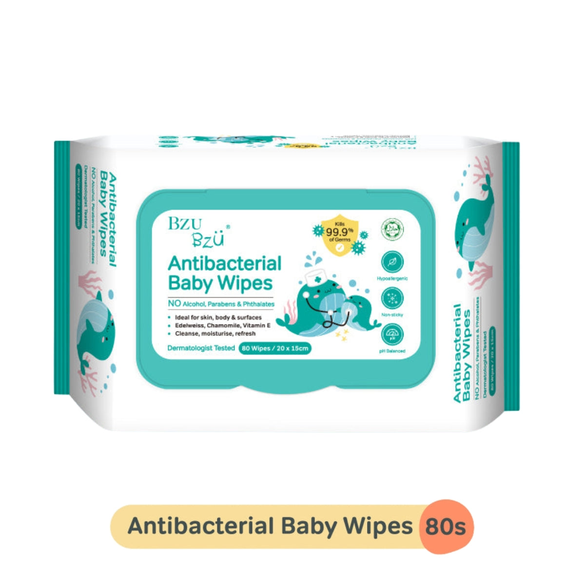 BZU BZU Antibacterial Baby Wipes, 80s (Exp 01/27)