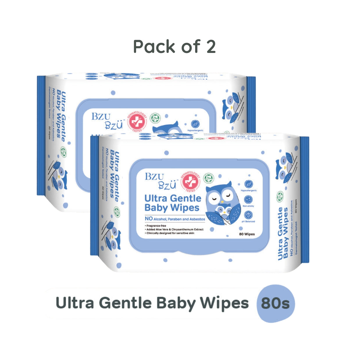 BZU BZU Ultra Gentle Fragrance-Free Baby Wet Wipes, 2 x 80s (Exp 07/27)