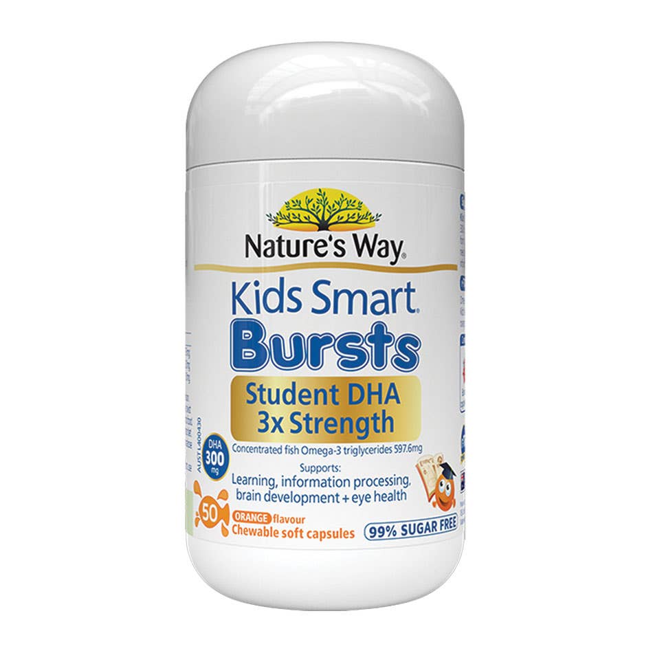 Nature's Way Kids Smart Bursts Student DHA 300mg Triple Strength, 50s (Exp 09/27)