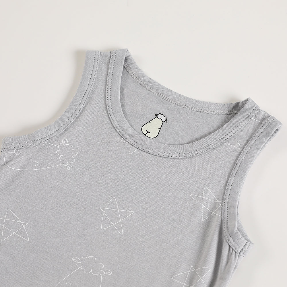 Baa Baa Sheepz Sleeveless Shirt - Cute Big Star & Head Grey