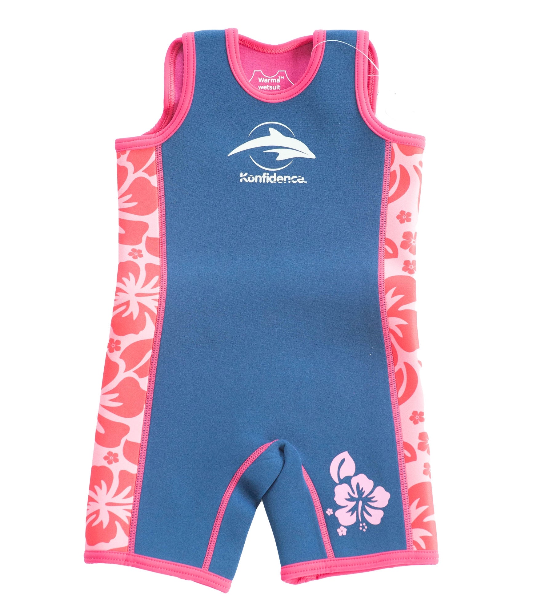 Konfidence ChildWarma Swimsuit - Navy Hibiscus Pink (2 Sizes)