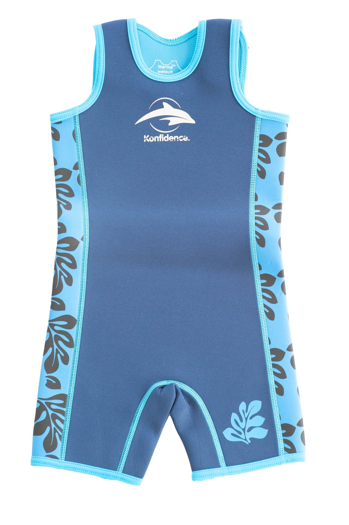 Konfidence ChildWarma Swimsuit - Navy Palm Cyan (3 Sizes)