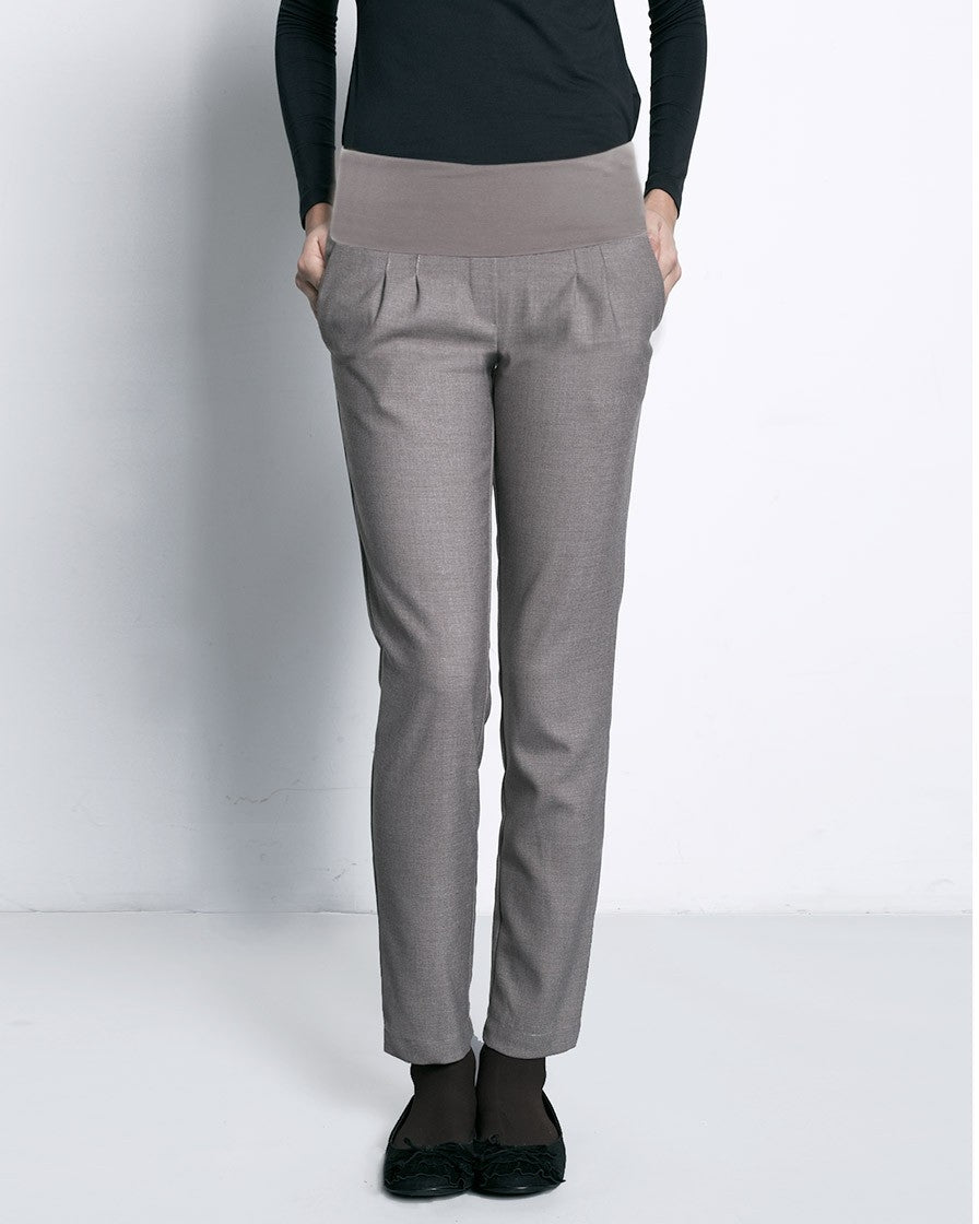 MEV Classic Pleated Maternity Pants - Dark Khaki (2 Sizes)