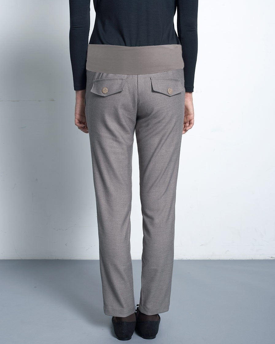 MEV Classic Pleated Maternity Pants - Dark Khaki (2 Sizes)