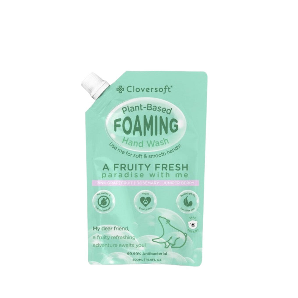 Cloversoft 99.99% Antibacterial Foaming Hand Wash Refill Bag, 500ml - Pink Grapefruit, Rosemary, Juniper Berry (Exp 11/27)