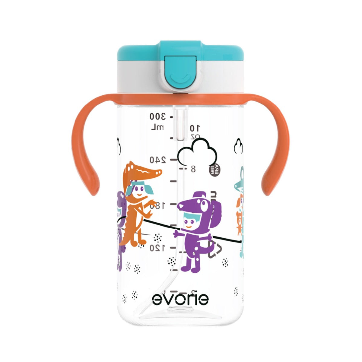 Evorie Tritan Kids Straw Water Bottle Mug, 300ml (7 Designs) - Pupsik Singapore