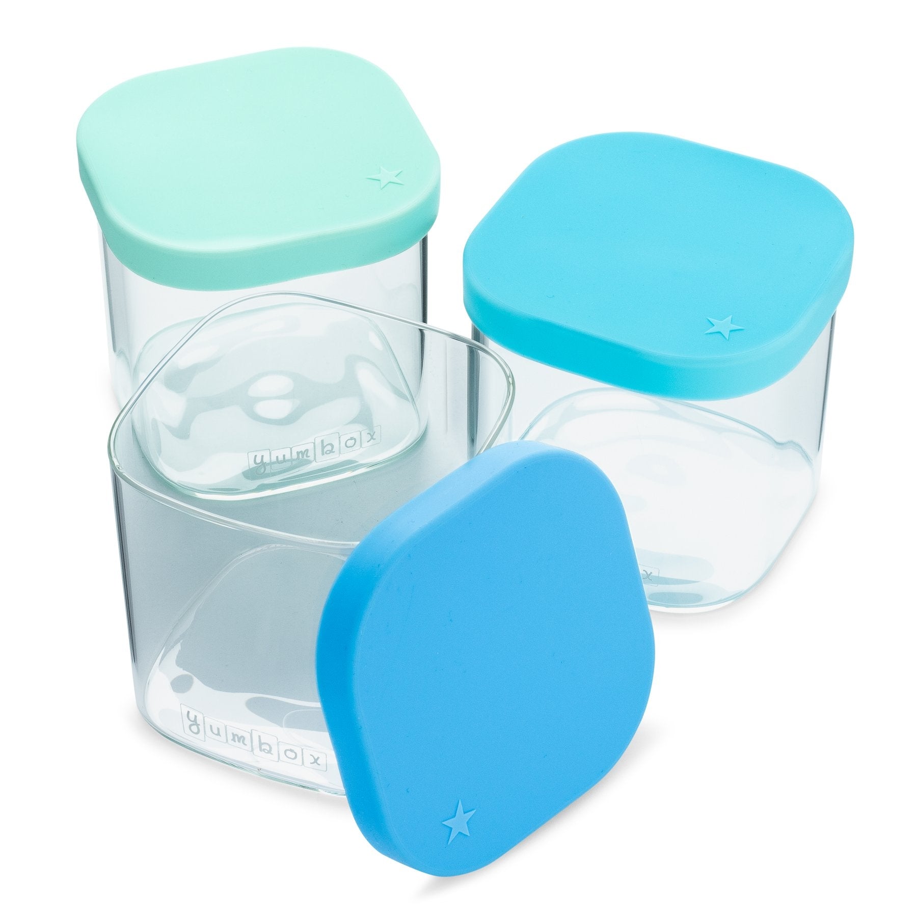 Yumbox Chop Chop Glass Storage Cubes, 3pc (3 Colours) - Pupsik Singapore