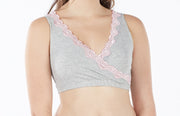 MEV Cross-Front Luxe Maternity-Nursing Bra - Heather Grey