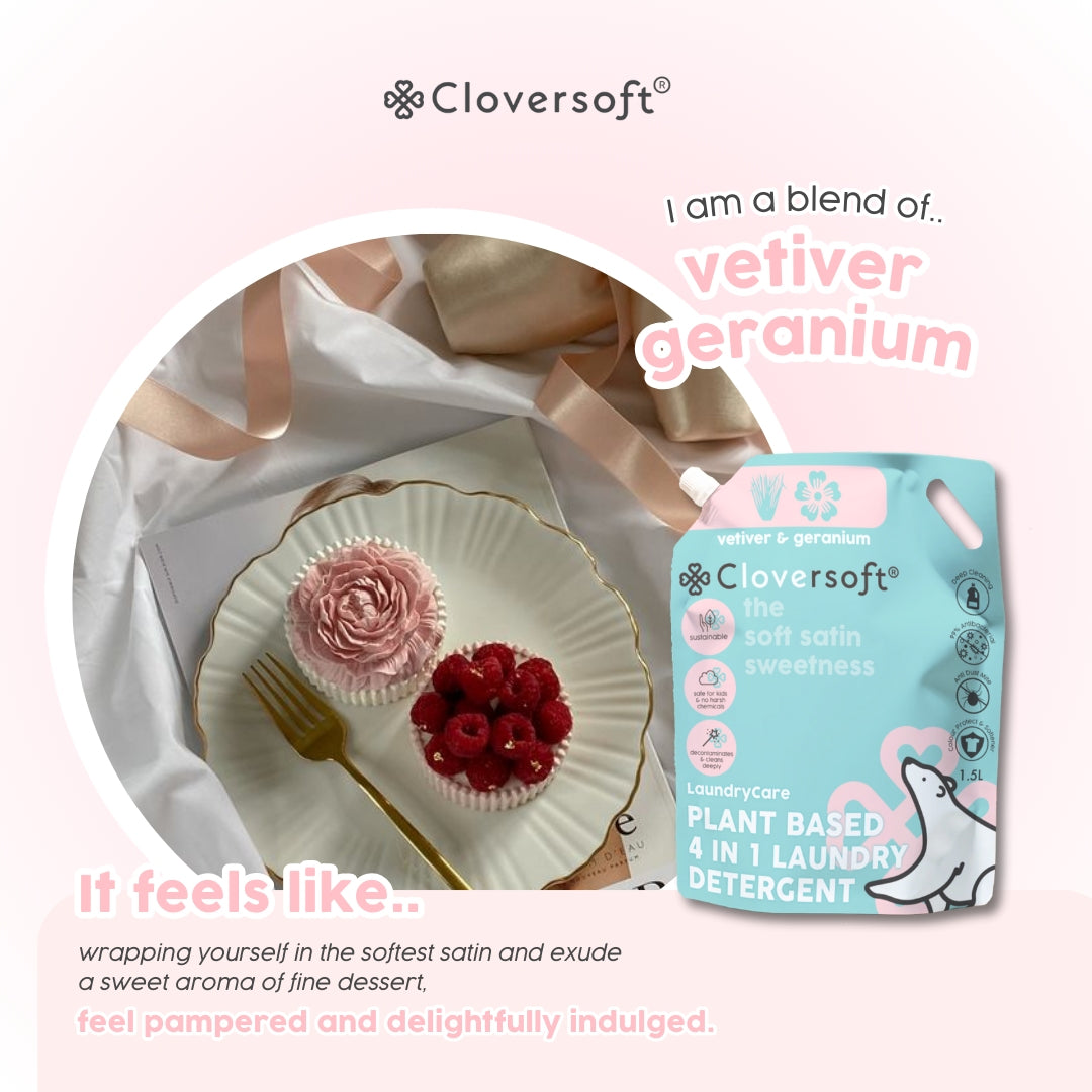 Cloversoft Plant-based 4-in-1 Laundry Detergent, 1.5L Refill Bag - Vetiver & Geranium (Exp 03/28)