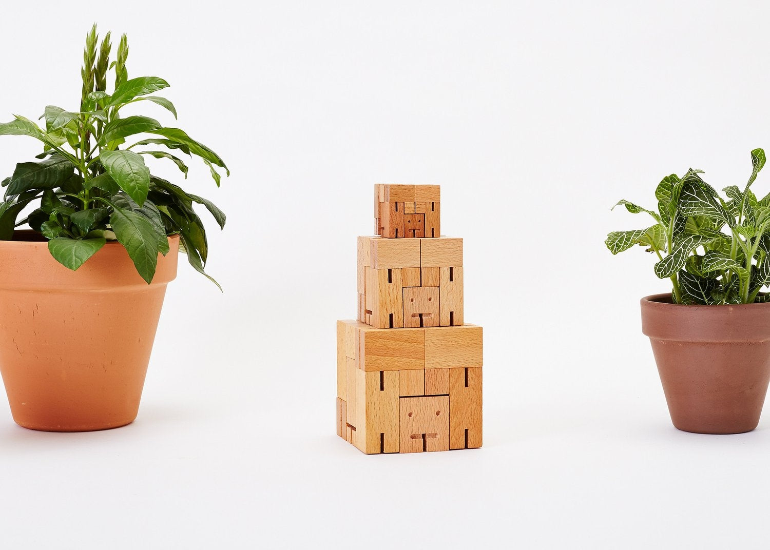Areaware Medium Cubebot Wooden Toy Robot Puzzle - Natural