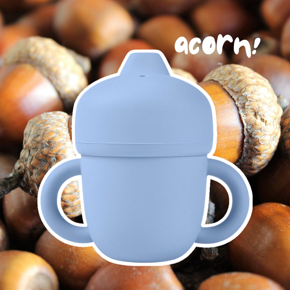 Biomom Double-Handled Acorn Silicone Sippy Cup, 180ml (2 Colors)