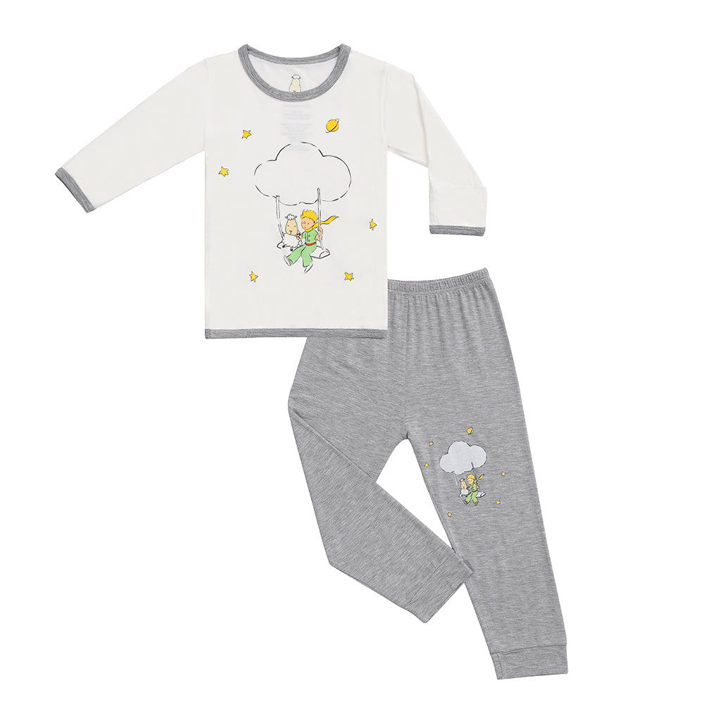 Baa Baa Sheepz Baby Long Sleeve Pyjama Set - Le Petit Prince D01 White + Grey (Cloud Swing)