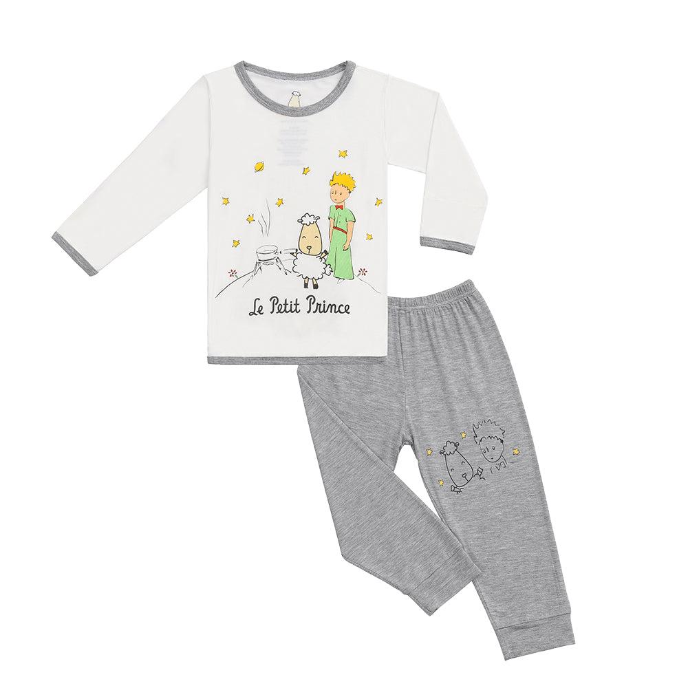 Baa Baa Sheepz Baby Long Sleeve Pyjama Set - Le Petit Prince D02  White + Grey (Cooking)