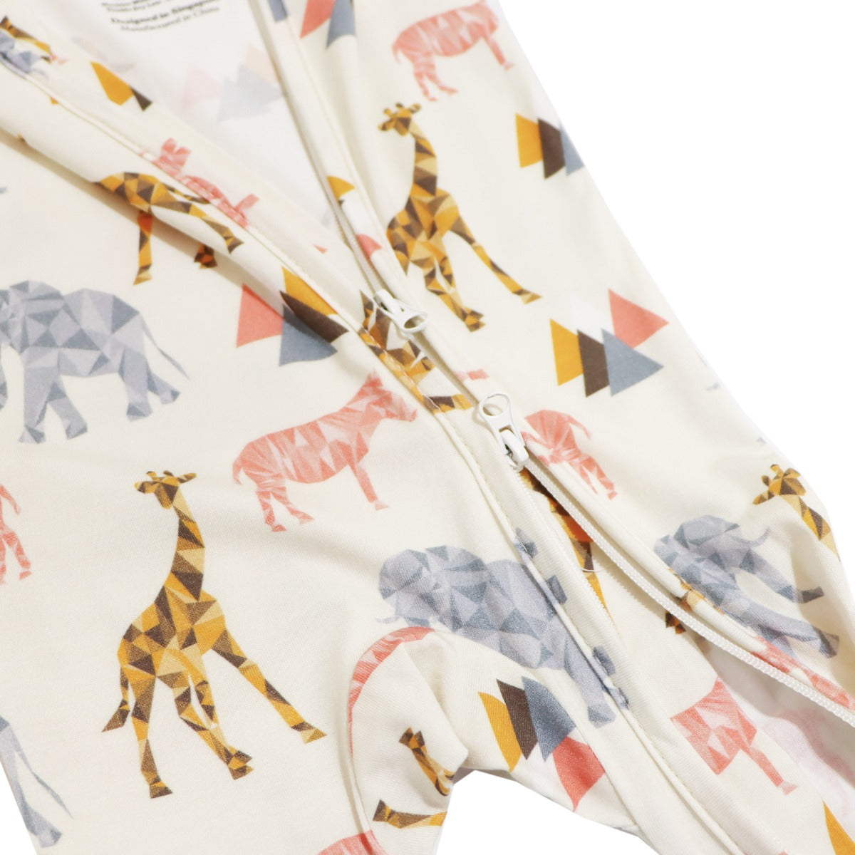 A, Apple Pie Bamboo Baby Zip Long Sleeve Romper - Safari