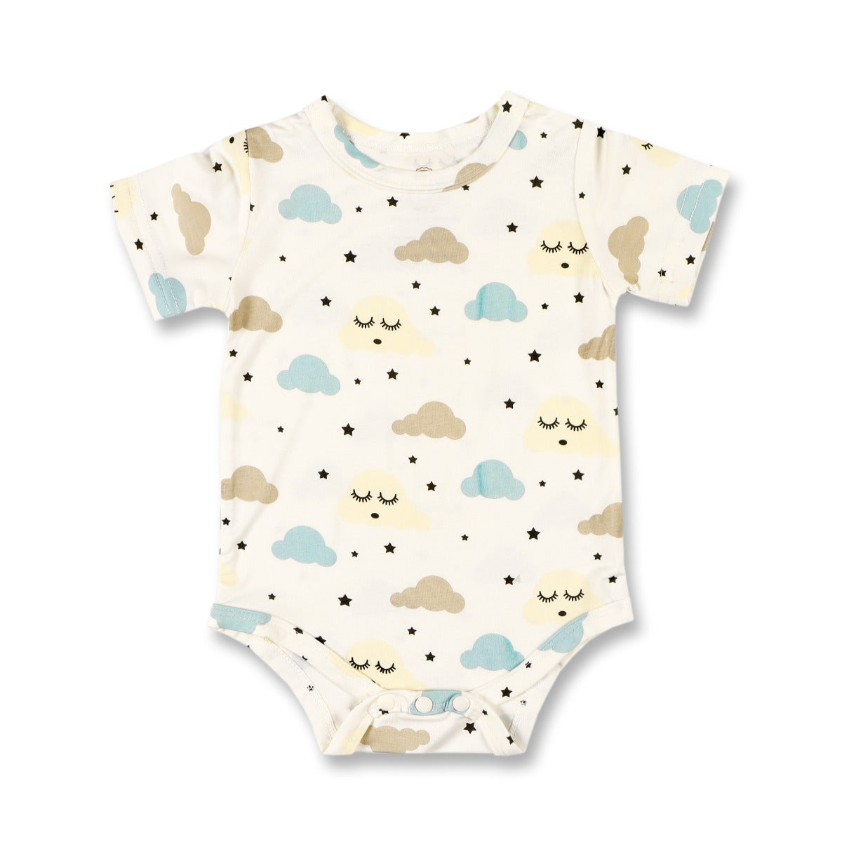 A, Apple Pie Bamboo Baby Short Sleeve Onesie - Dreamy Clouds (4 Sizes)