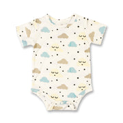 A, Apple Pie Bamboo Baby Short Sleeve Onesie - Dreamy Clouds (4 Sizes)