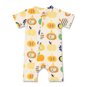 A, Apple Pie Bamboo Baby Zip Short Sleeve Romper - Apple Farm (5 Sizes)