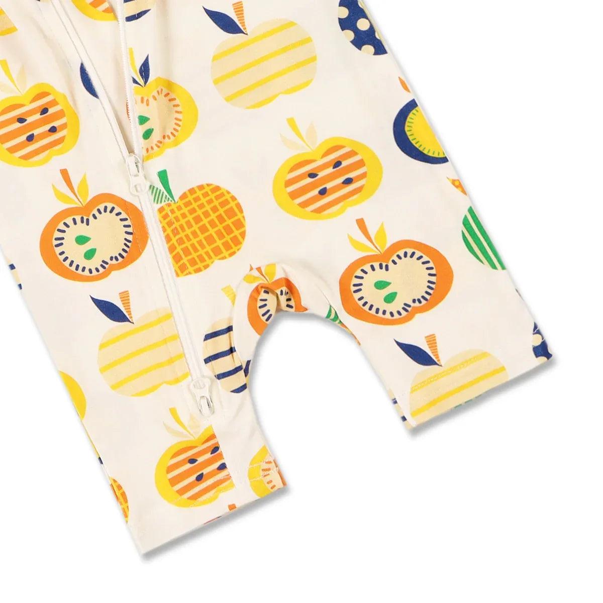 A, Apple Pie Bamboo Baby Zip Short Sleeve Romper - Apple Farm (5