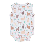 A, Apple Pie Bamboo Baby Sleeveless Tank Onesie - Llamas & Cacti (5 Sizes)