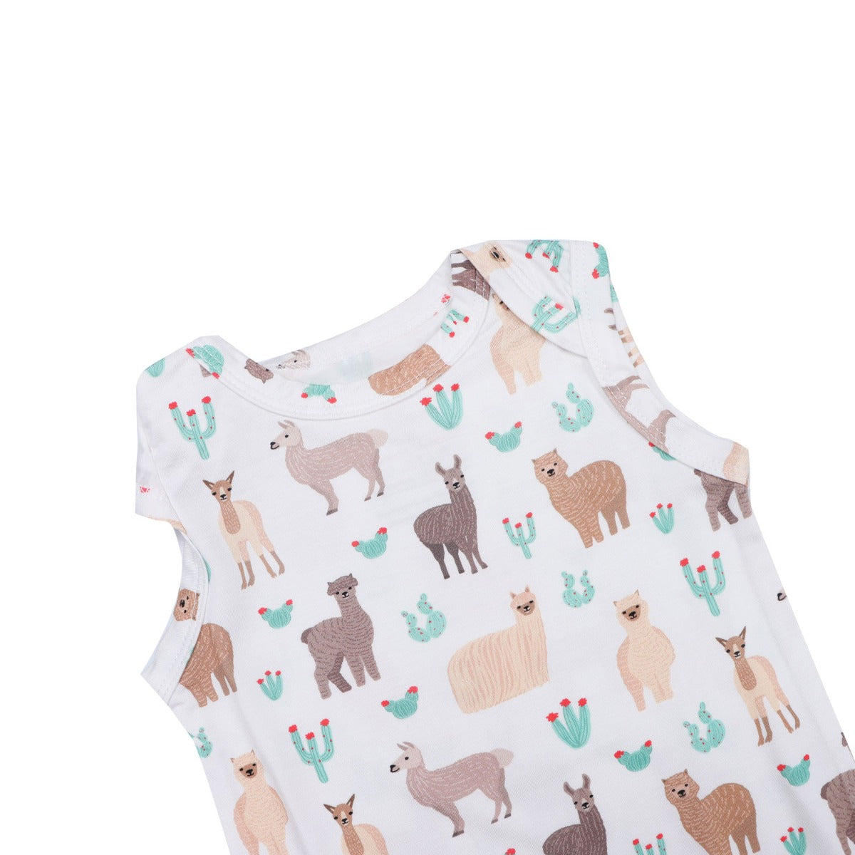 A, Apple Pie Bamboo Baby Sleeveless Tank Onesie - Llamas & Cacti (5 Sizes)
