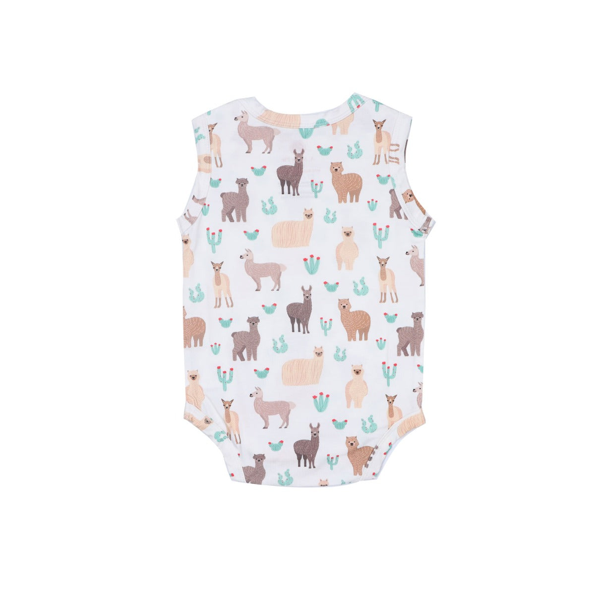 A, Apple Pie Bamboo Baby Sleeveless Tank Onesie - Llamas & Cacti (5 Sizes)