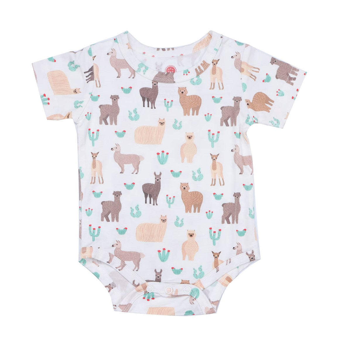A, Apple Pie Bamboo Baby Short Sleeve Onesie - Llamas & Cacti (5 Sizes)