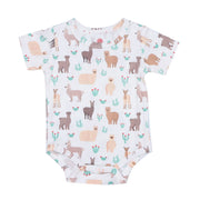 A, Apple Pie Bamboo Baby Short Sleeve Onesie - Llamas & Cacti (5 Sizes)