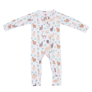 A, Apple Pie Bamboo Baby Zip Long Sleeve Romper - Llamas & Cacti (5 Sizes)
