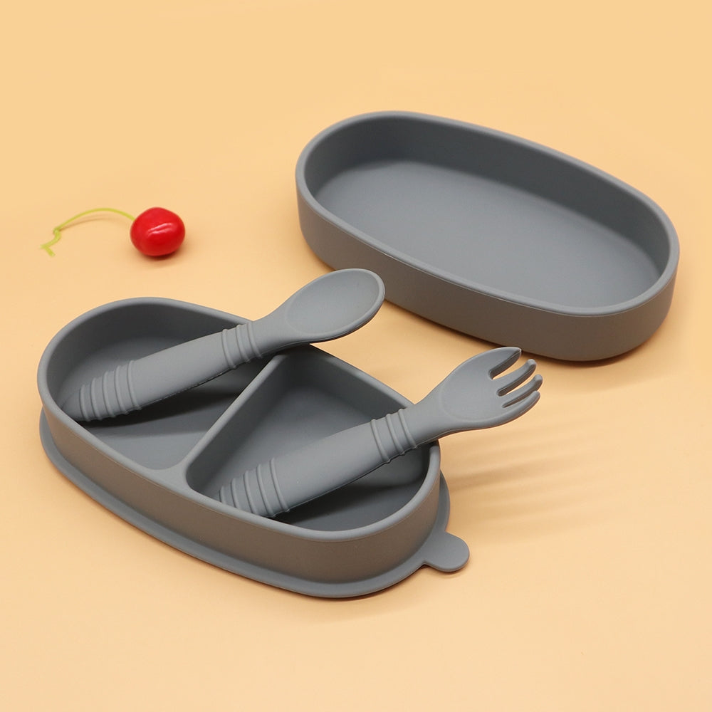 Biomom Baby Silicone Suction Bento Bowl & Utensil Set (7 Colours) - Pupsik Singapore