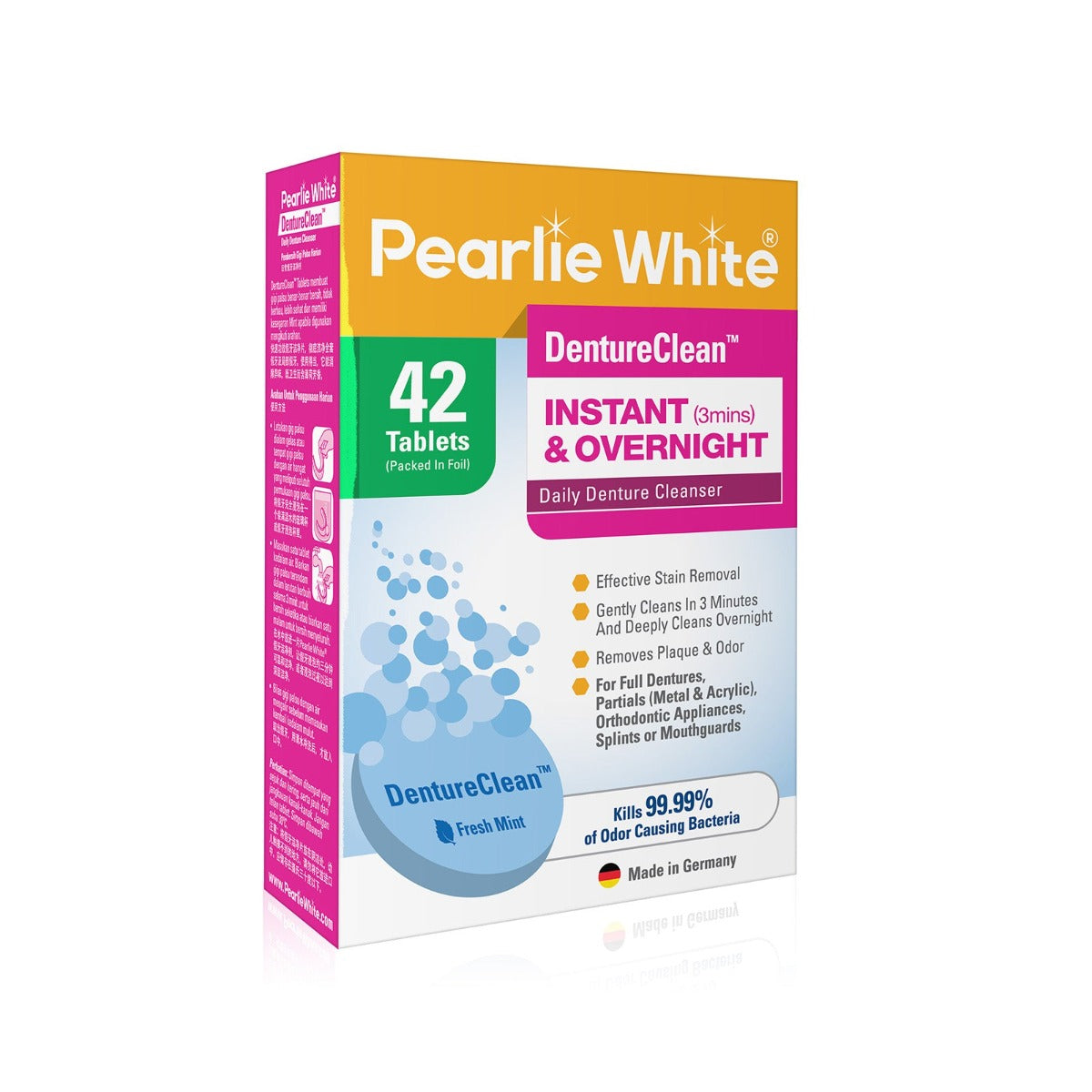 Pearlie White DentureClean Denture Cleansing Tablets (3 x 42 tablets) - Exp 02/26