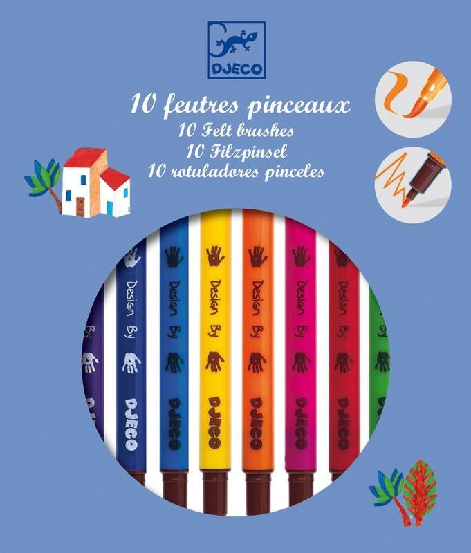 Djeco 10 Felt Brush Pens - Classic