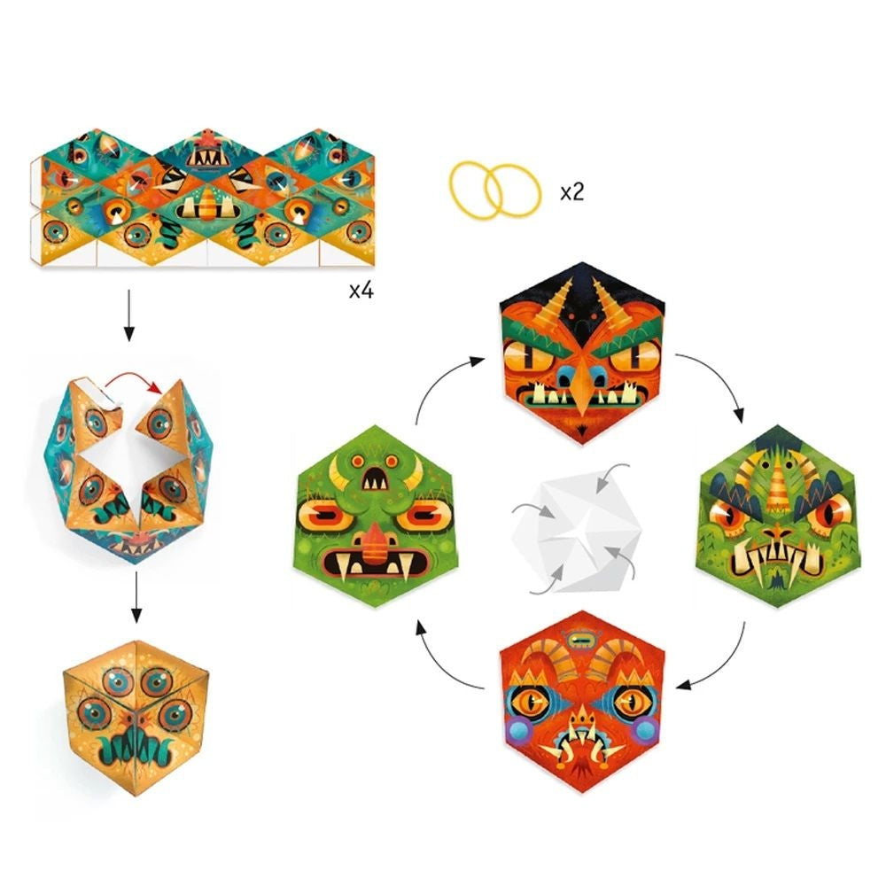 Djeco Flexmonsters Kaleidocycles Origami Paper Craft Kit