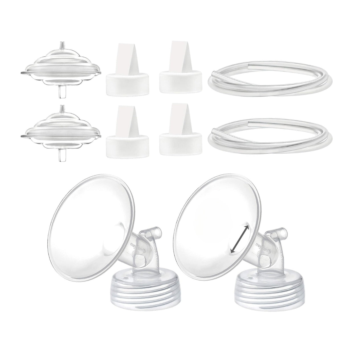 Maymom Wide-Neck Flange, Valve, Backflow Protector, Tubing Kit for Spectra (Double) (9 Sizes)