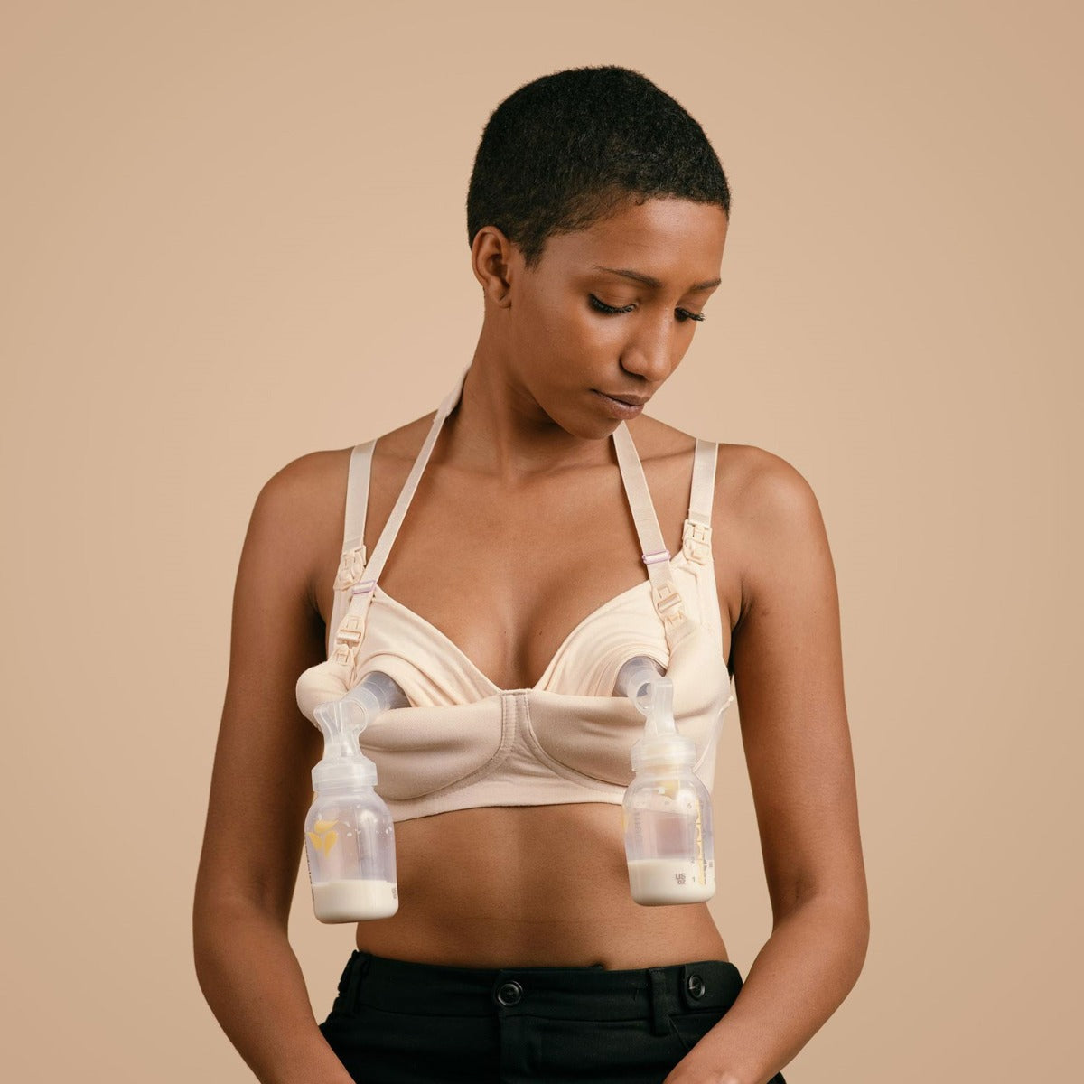 Simple Wishes Fixed Padding Nursing And Pumping T-Shirt Bra - Midnight Black (5 Sizes)