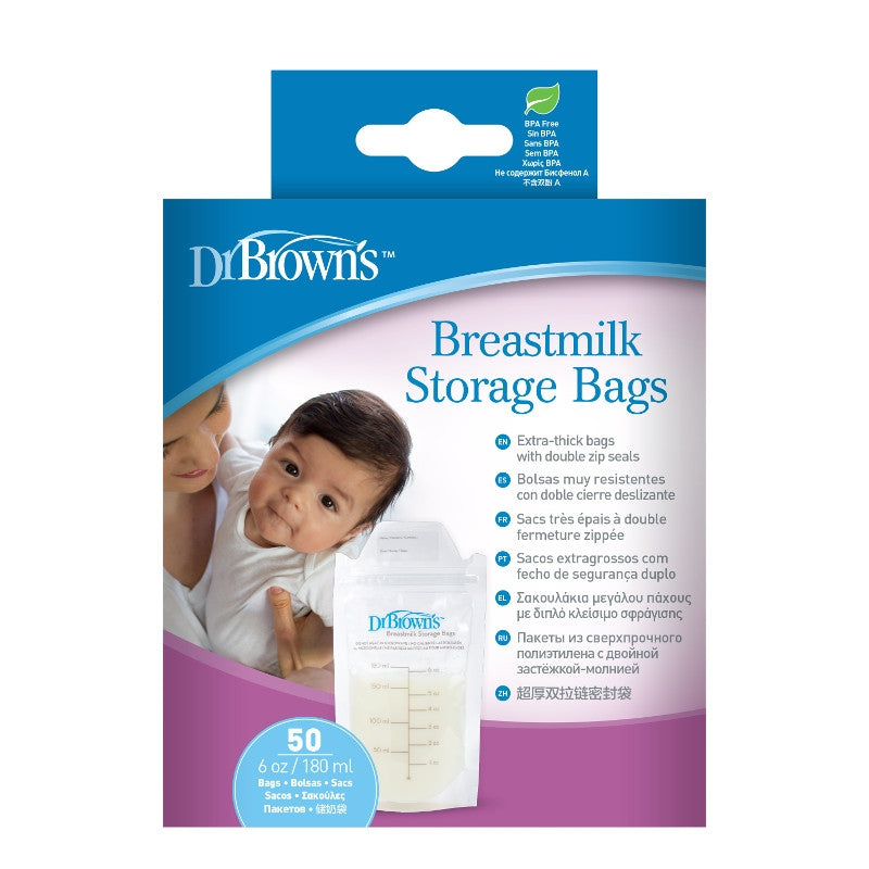 Dr. Brown's Breastmilk Storage Bags, 180ml (50pc)