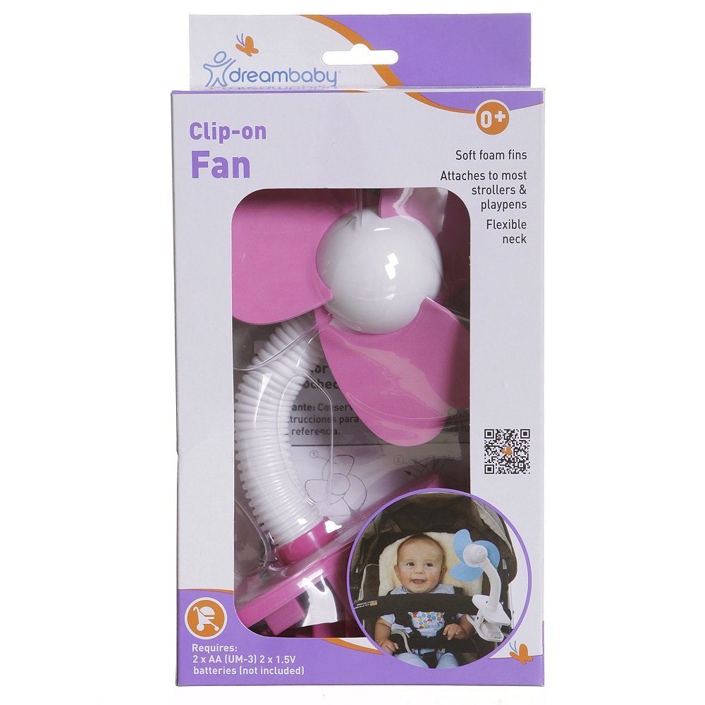 Dreambaby Stroller Fan White with Pink Foam