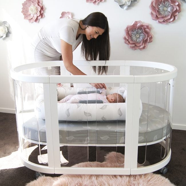 Babyhood Kaylula Sova Clear Cot & Mattress Bundle (130x70cm) - White