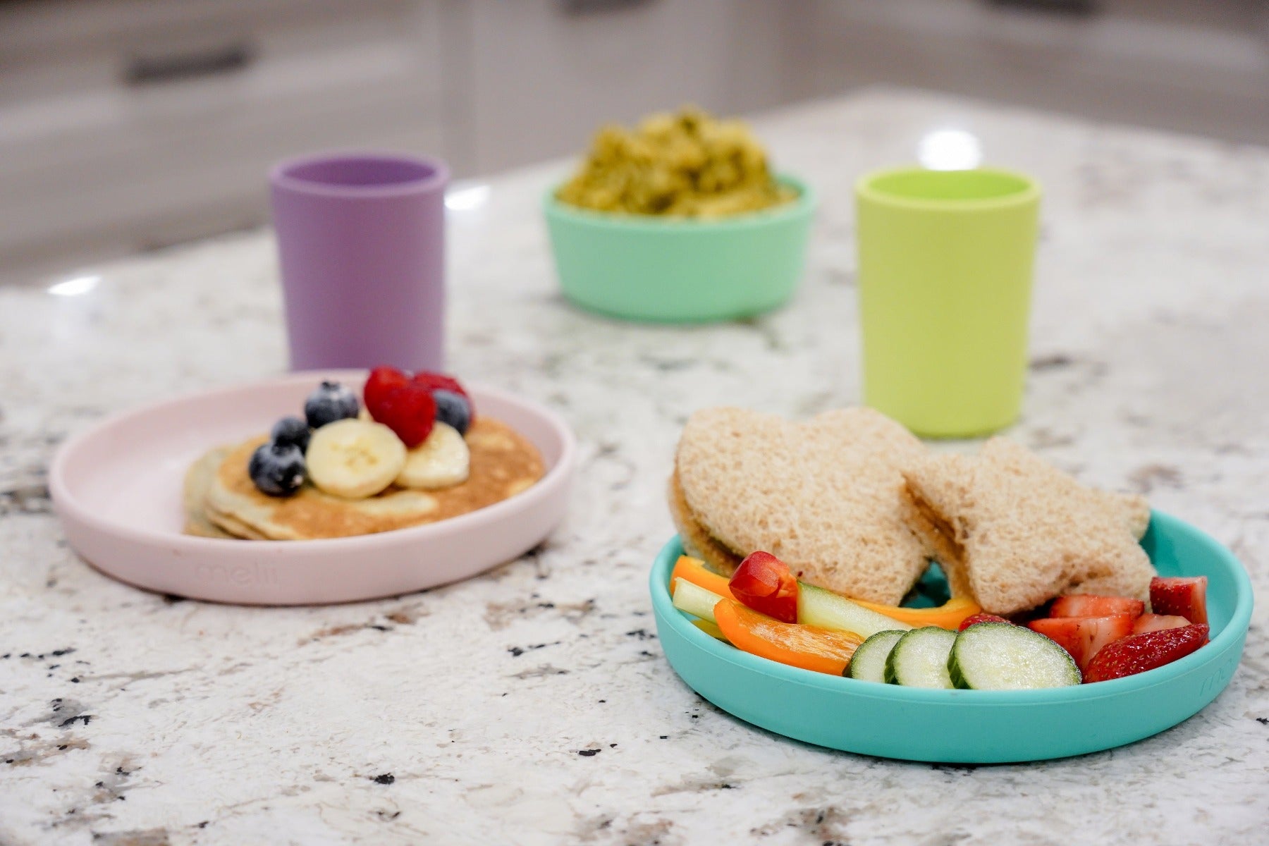 Melii 3-Piece Silicone Meal Set - Purple, Grey Pink