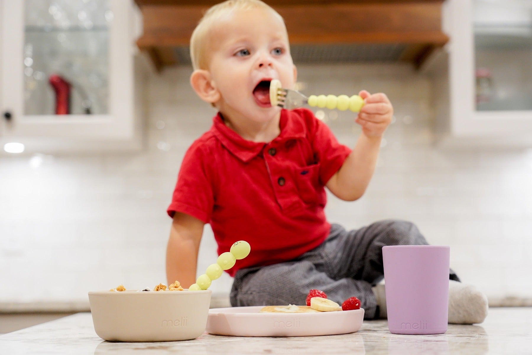 Melii 3-Piece Silicone Meal Set - Purple, Grey Pink
