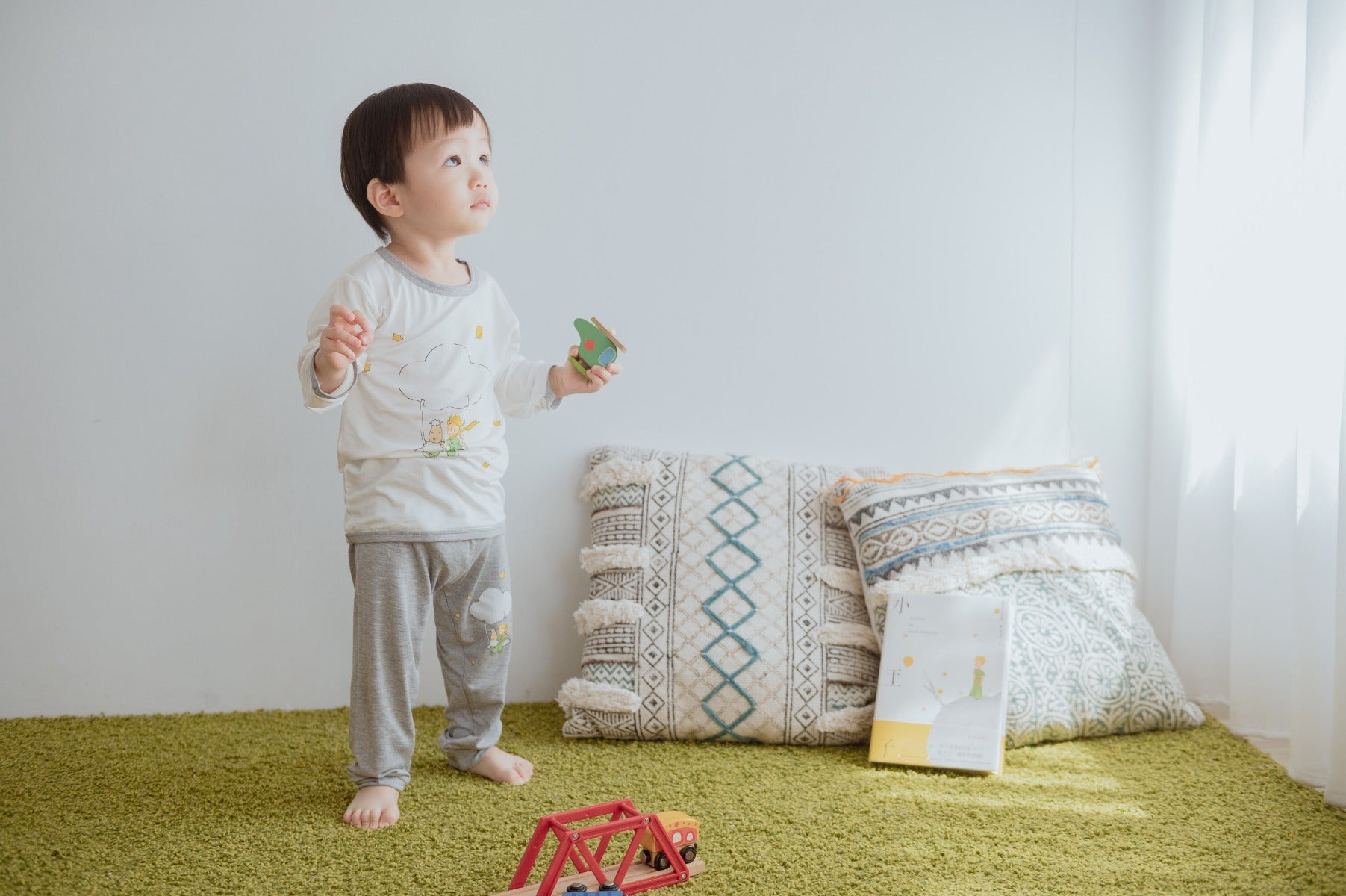 Baa Baa Sheepz Baby Long Sleeve Pyjama Set - Le Petit Prince D01 White + Grey (Cloud Swing)