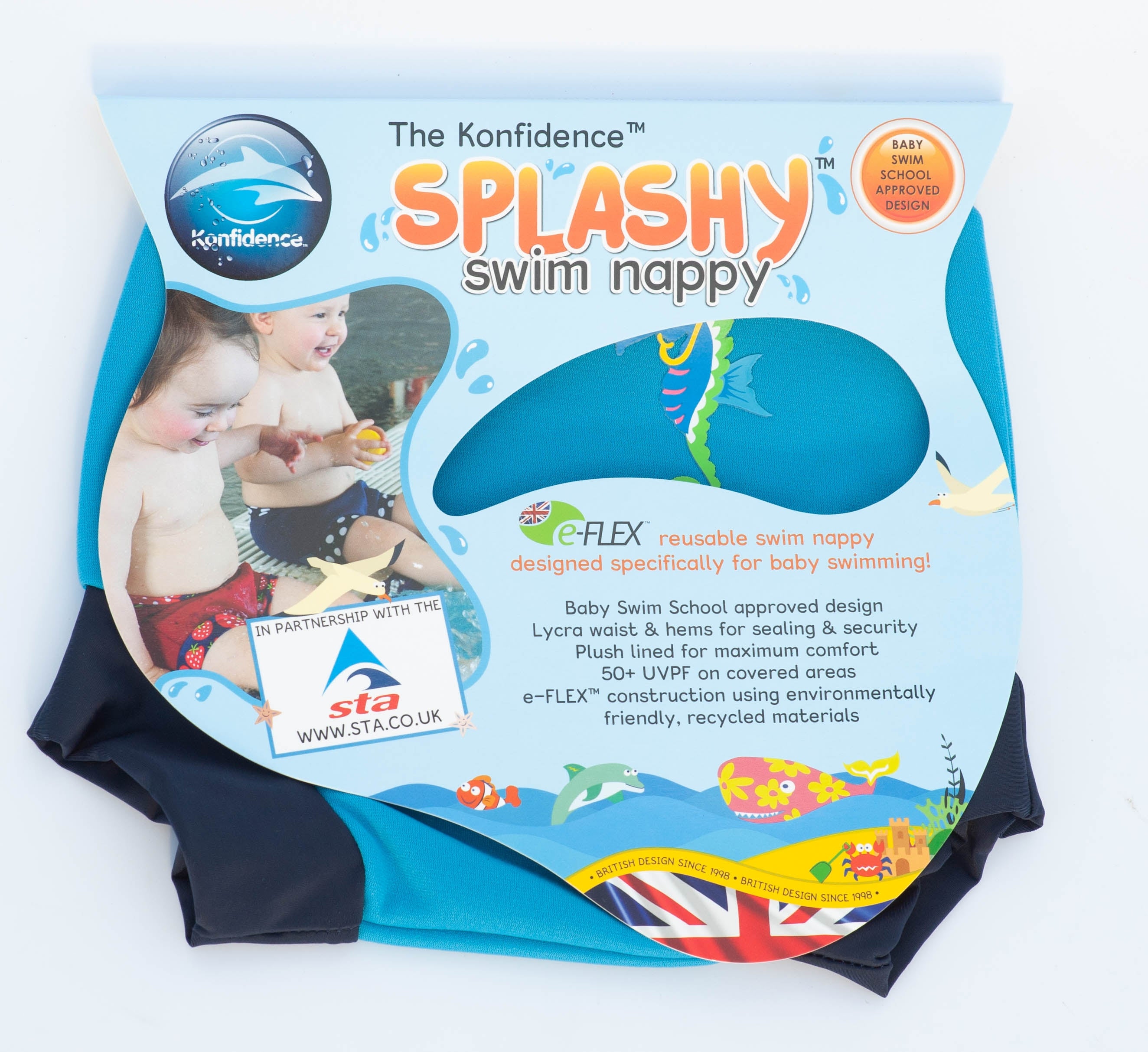 Konfidence E-Flex Splashy Swim Nappy - Seabisket (5 Sizes)