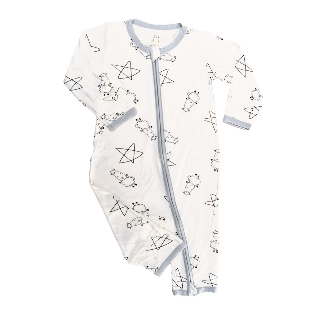Baa Baa Sheepz Baby Zip Romper - Cute Big Star and Sheepz White (4 Sizes)