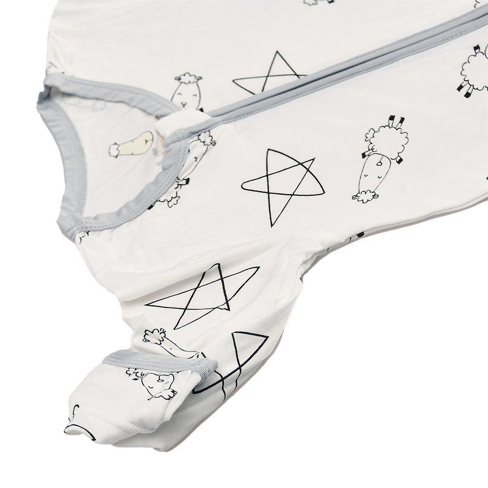 Baa Baa Sheepz Baby Zip Romper - Cute Big Star and Sheepz White (4 Sizes)