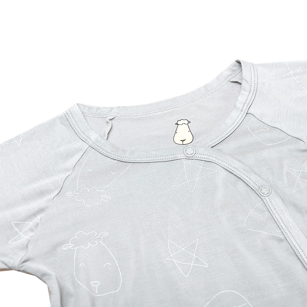 Baa Baa Sheepz Baby Side Snap Romper - Cute Big Star & Head Grey (4 Sizes)