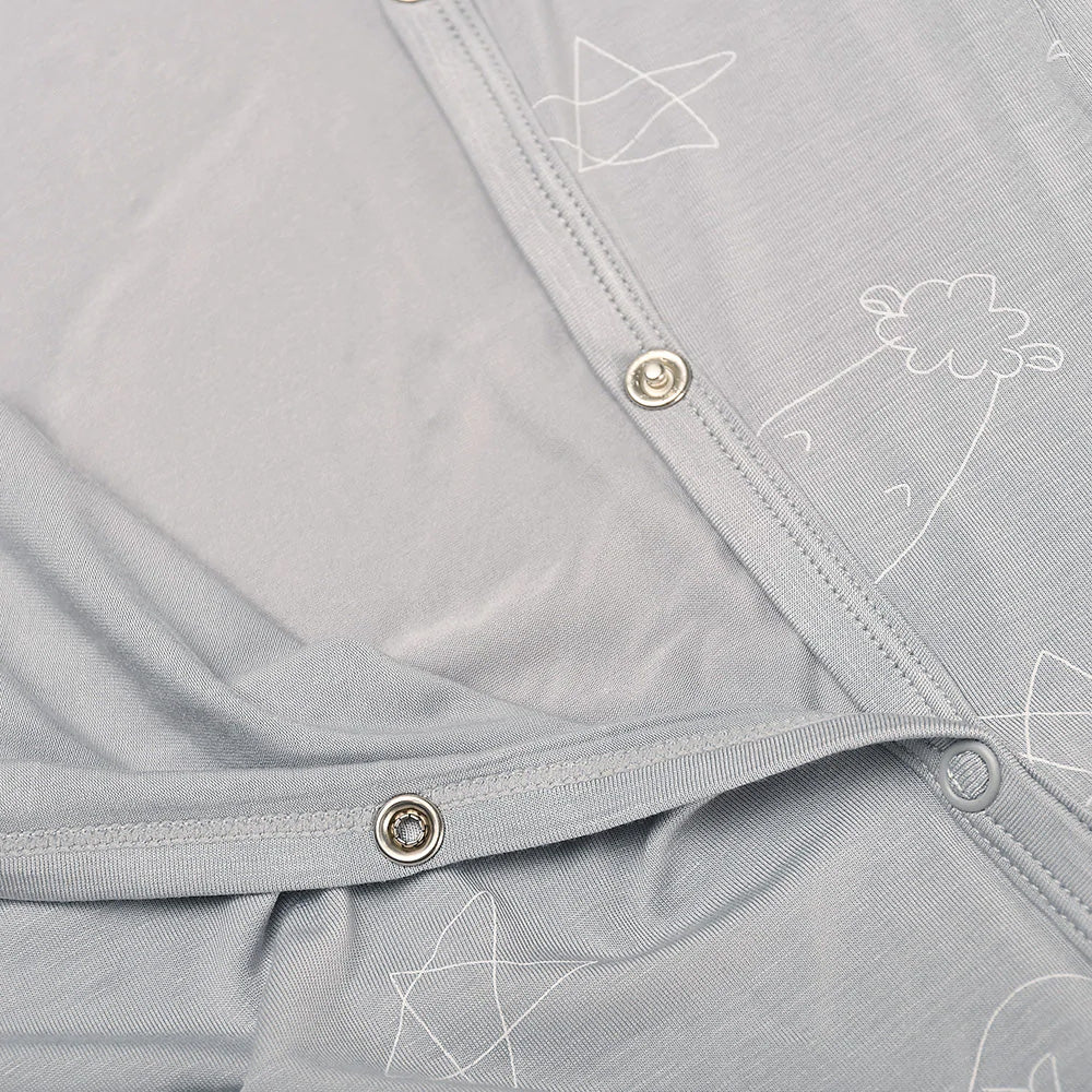 Baa Baa Sheepz Baby Side Snap Romper - Cute Big Star & Head Grey (4 Sizes)