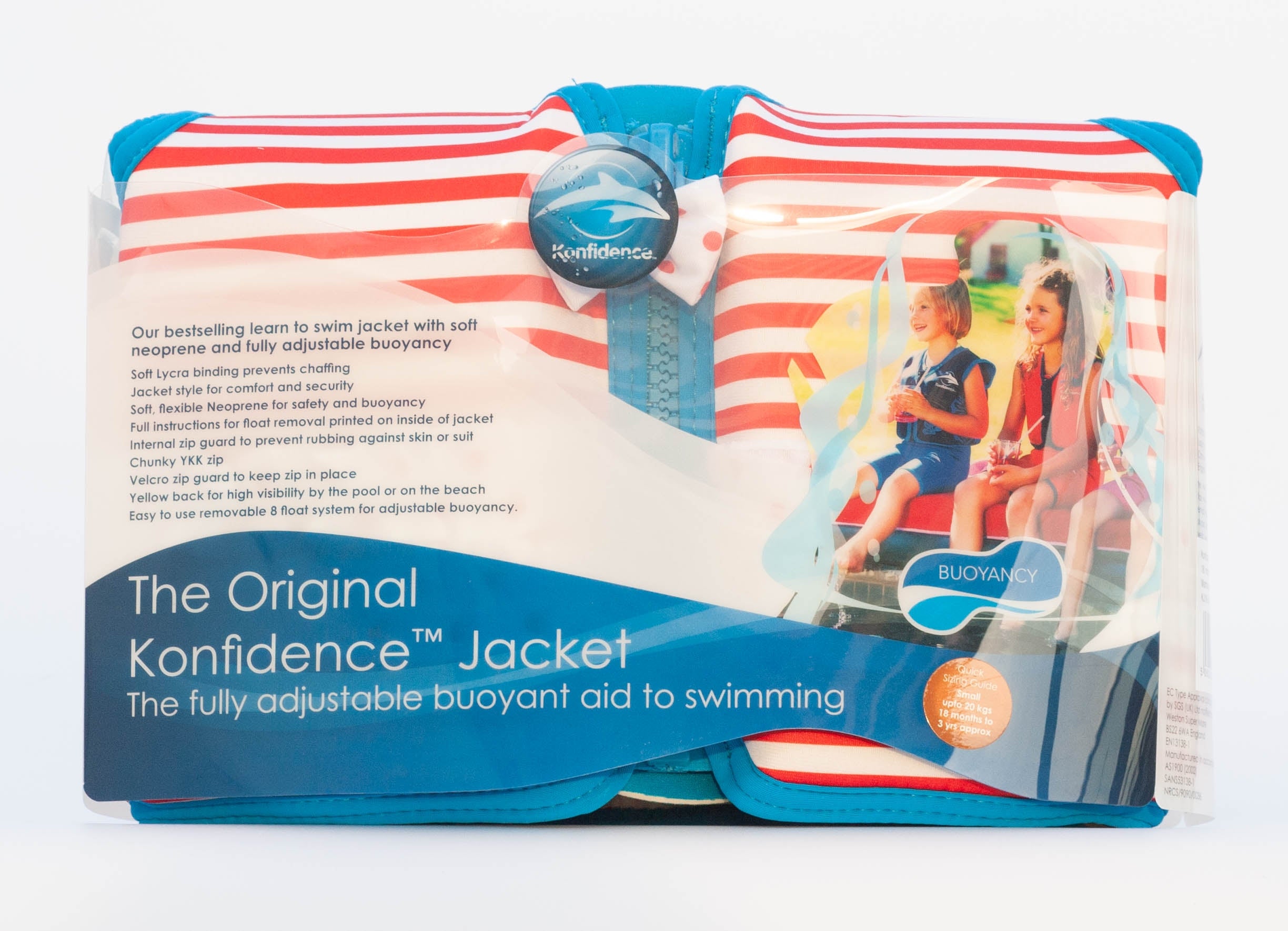Konfidence Original Children Swim Jacket - Martha Red Stripe & Ruffles (3 Sizes)